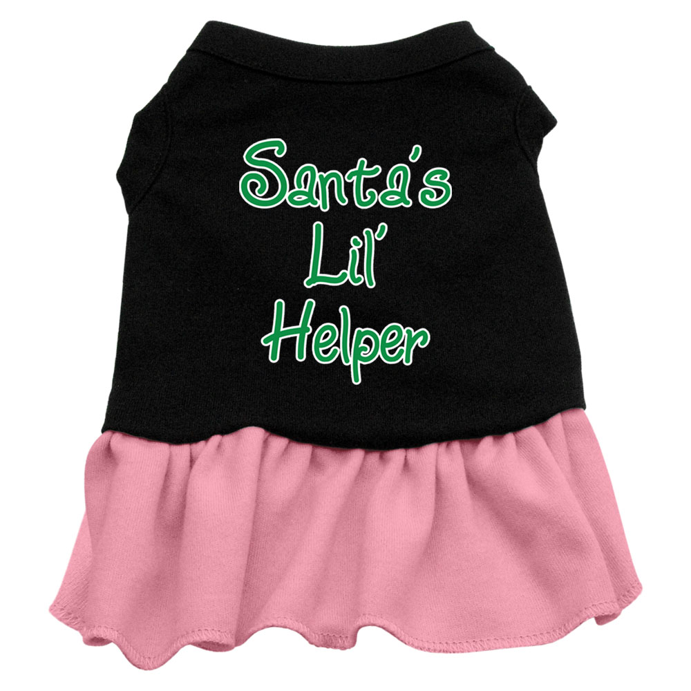 Santa's Lil Helper Screen Print Dress Black with Pink Med